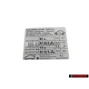 Original VW Data Plate For Tyre Pressure - 6X0010245E