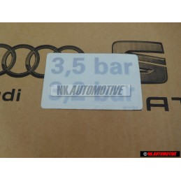 Original VW Data Plate For Tyre Pressure - 7D0010208R