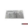 Original VW Data Plate For Tyre Pressure - 7H0010483N