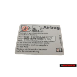 Original VW Sticker 'Airbag' When Using Child'S Seat - 1H0010079N
