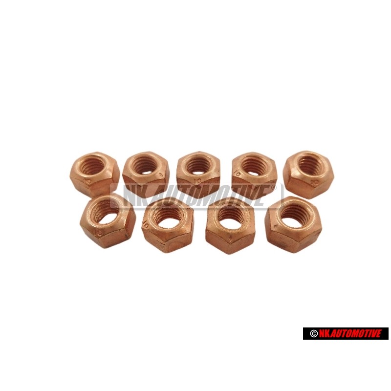 9x Original VW Hexagon Nut, Self-Locking - N 0221464