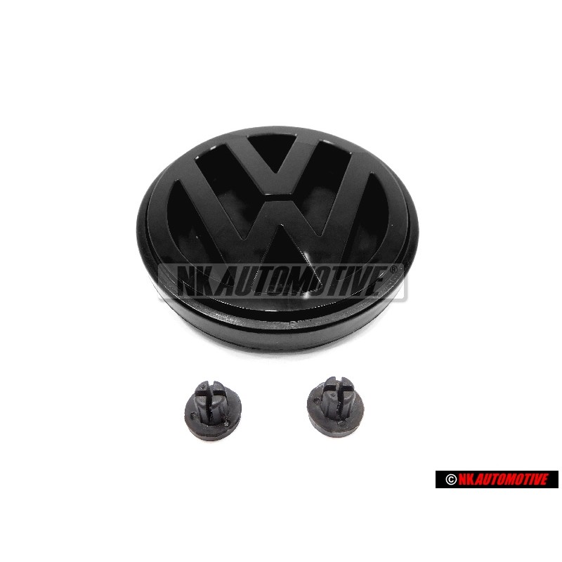 Original VW SET Rear Boot Trunk Badge Emblem Black & Clips - Golf MK2 1989-1992