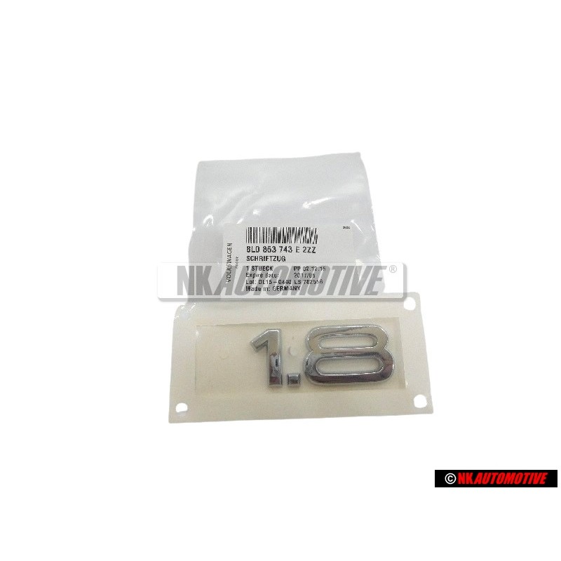 Original Audi 1.8 Rear Boot Badge Emblem Chrome - 8L0853743E 2ZZ