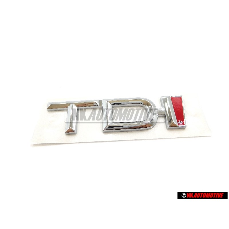 Original Audi TDI Rear Boot Badge Emblem Chrome Red - 4A9853737 2ZZ