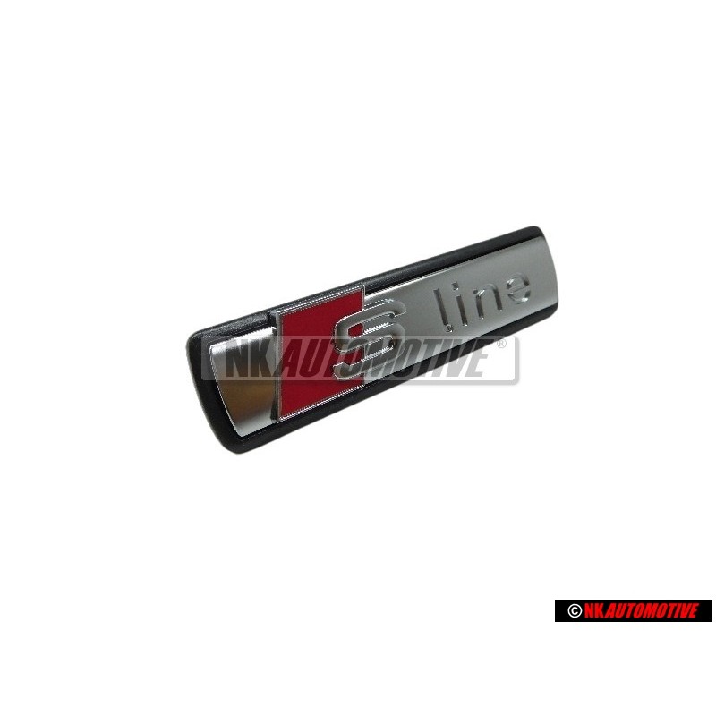 Original Audi S-LINE Front Grill Badge Emblem Black Chrome Red - 4F0853736A 2ZZ