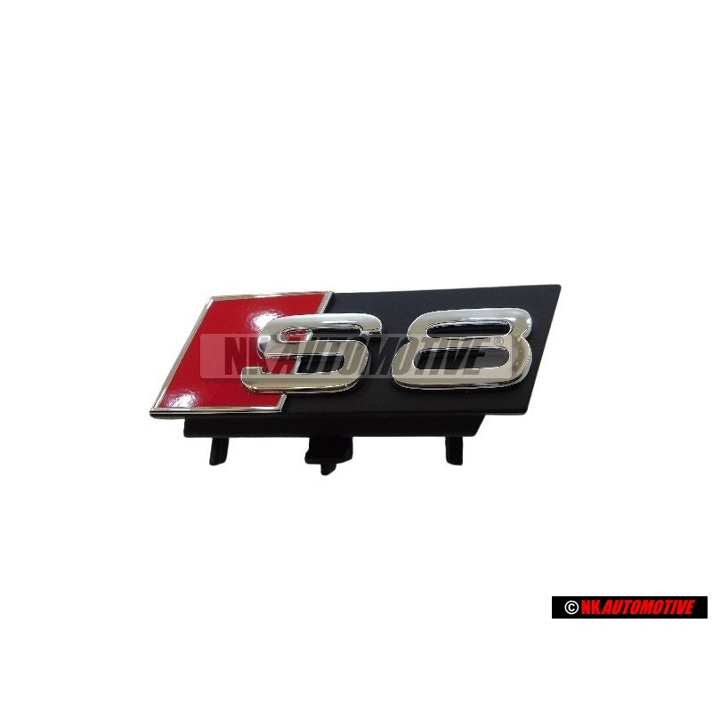 Original Audi S8 Front Grill Badge Emblem Black Chrome Red - 4H0853740