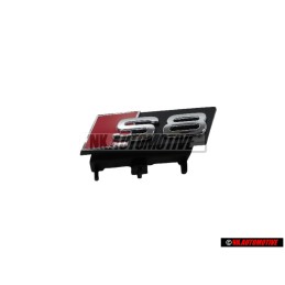 Original Audi S8 Front Grill Badge Emblem Black Chrome Red - 4H0853740