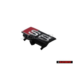 Original Audi S8 Front Grill Badge Emblem Black Chrome Red - 4H0853740
