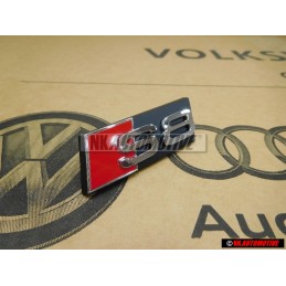 Original Audi S8 Front Grill Badge Emblem Black Chrome Red - 4E0853740
