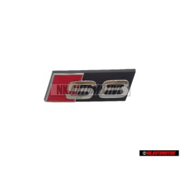 Original Audi S8 Front Grill Badge Emblem Black Chrome Red - 4E0853740