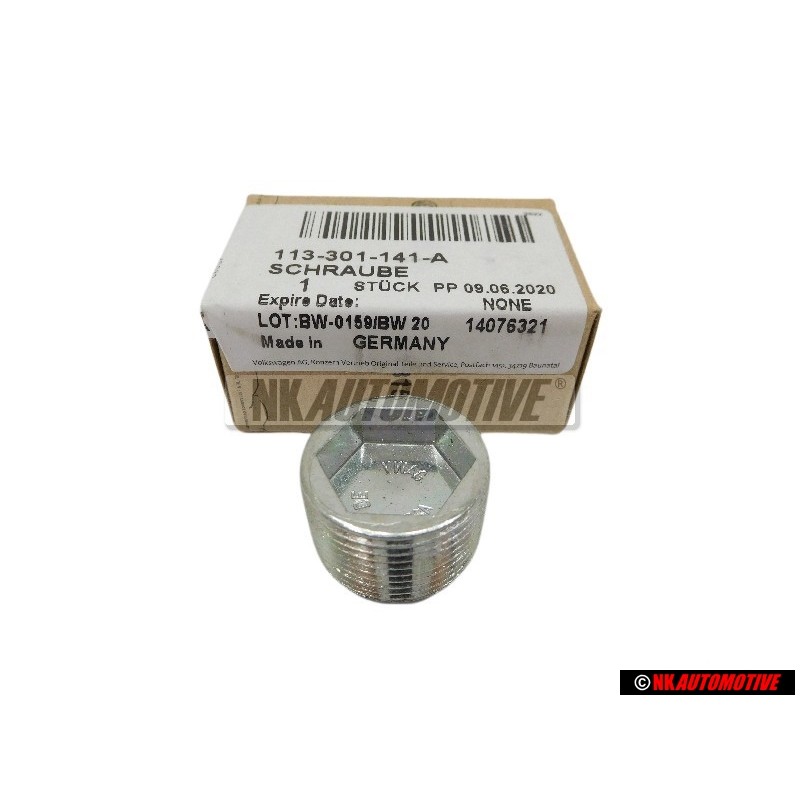Original VW Oil Drain Plug, Magnetic - 113301141A