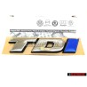 Original VW TDI Rear Badge Emblem Chrome Blue - 7D0853675C HCE