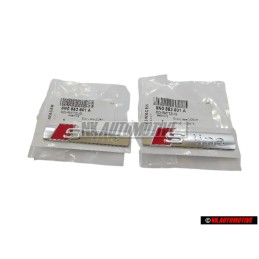 2x Original Audi S-LINE Side Badge Emblem Chrome Red - 8N0853601A