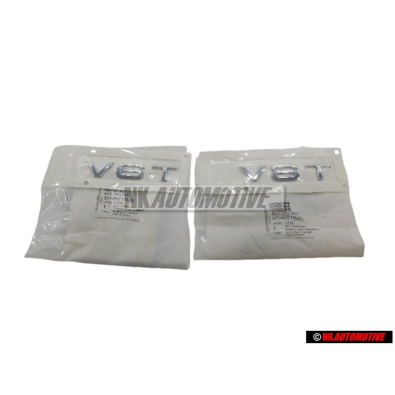 2x Original Audi V6T Side Badge Emblem Chrome - 8K0853601