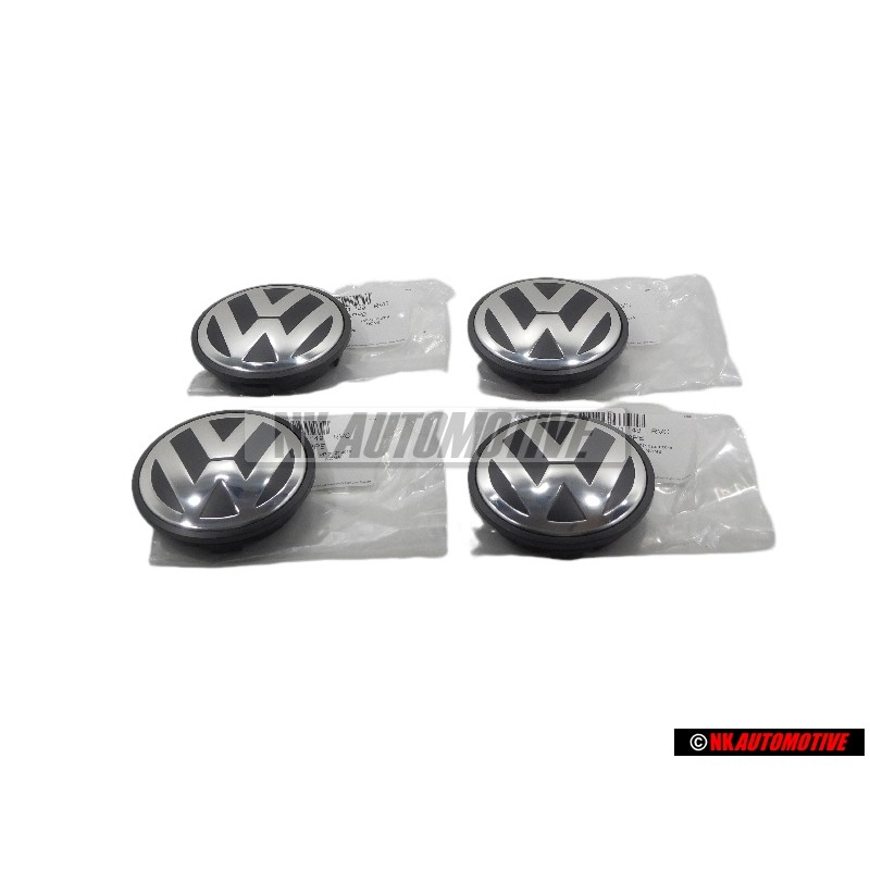 4x Original VW Hub Cap Black Anthracite Metallic - 7L6601149 RVC