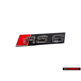 Original Audi RS6 Front Grill Badge Emblem Black Chrome Red - 4B0853736B 2ZZ