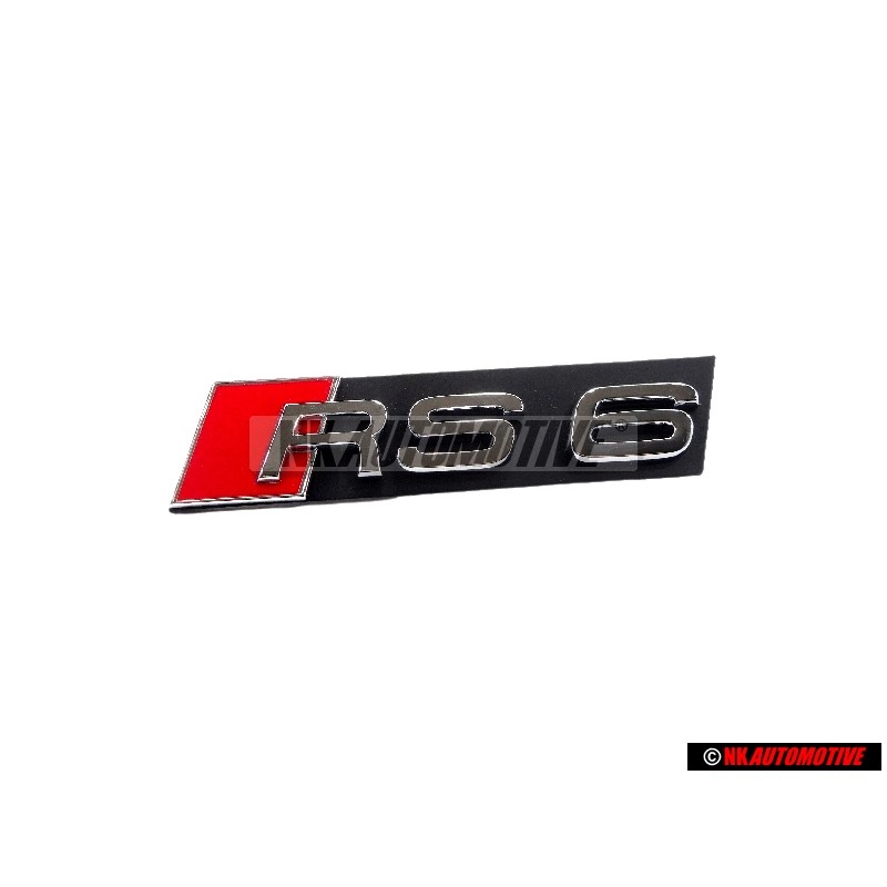 Original Audi RS6 Front Grill Badge Emblem Black Chrome Red - 4B0853736B 2ZZ