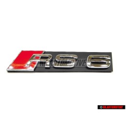 Original Audi RS6 Front Grill Badge Emblem Black Chrome Red - 4B0853736B 2ZZ