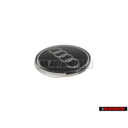 Original Audi Rings Steering Wheel Badge Emblem Black Chrome - 8A0419685