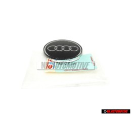 Original Audi Rings Steering Wheel Badge Emblem Black Chrome - 8A0419685