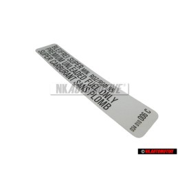 Original VW Sticker Unleaded 95 OCT - 034010006C