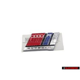 Original Audi RS2 Rear Trunk Boot Badge Emblem Chrome Red Blue - 8A0853735A 2ZZ