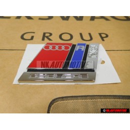 Original Audi RS2 Rear Trunk Boot Badge Emblem Chrome Red Blue - 8A0853735A 2ZZ