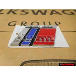 Original Audi RS2 Rear Trunk Boot Badge Emblem Chrome Red Blue - 8A0853735A 2ZZ