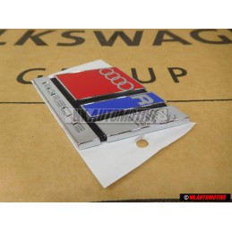 Original Audi RS2 Rear Trunk Boot Badge Emblem Chrome Red Blue - 8A0853735A 2ZZ