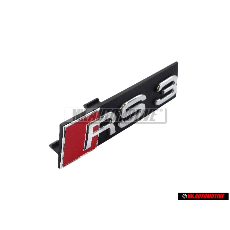 Original Audi RS3 Front Grill Badge Emblem Black Chrome Red - 8P0853736C 2ZZ