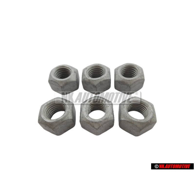 6x Original VW Exhaust, Rear Shock Absorber Hexagon Nut M10 - N 10209009