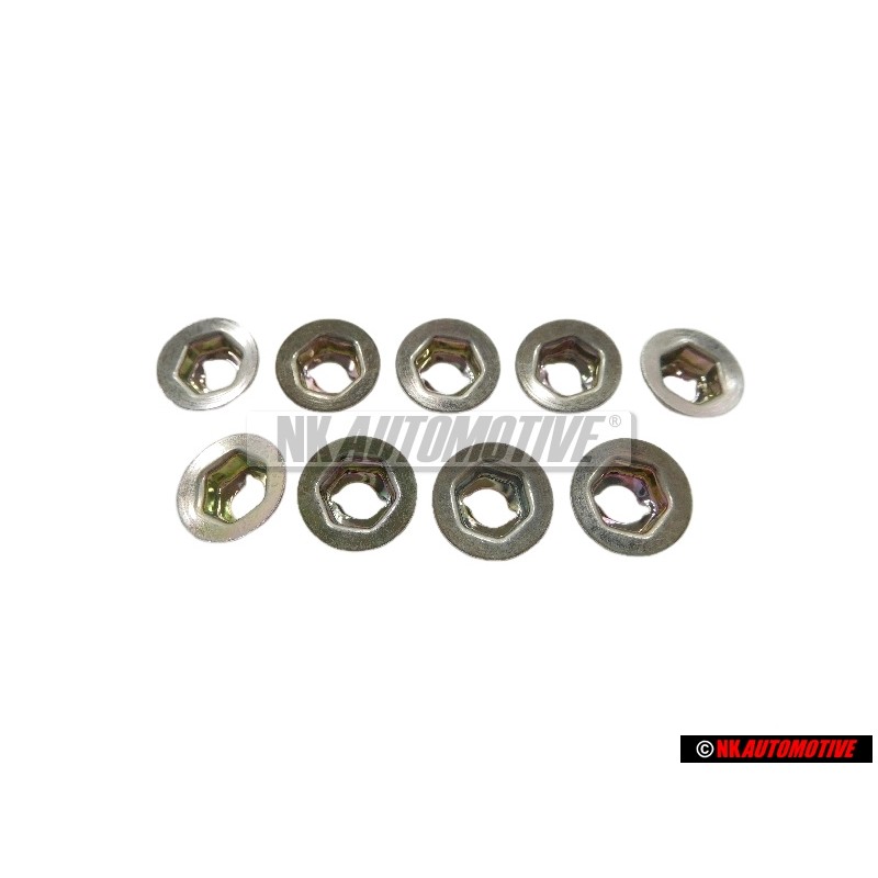 9x Original VW Rear Heat Shield Nut, Thread Cutting - N 0386011