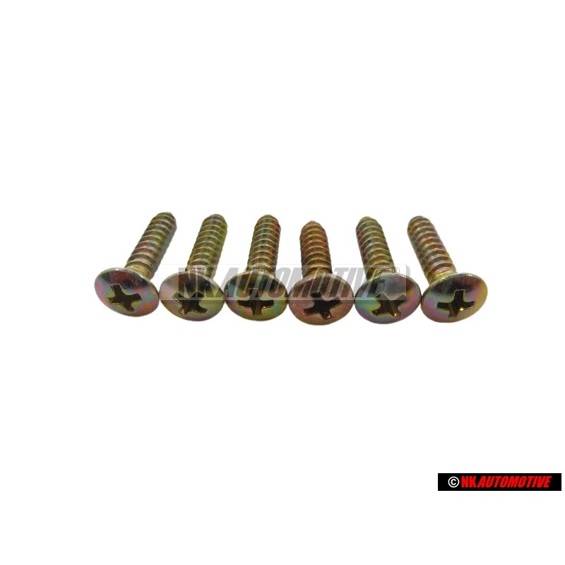 6x Original VW Oval Head CSK. Self Tapp Screw 4.8x22 - N 0141063