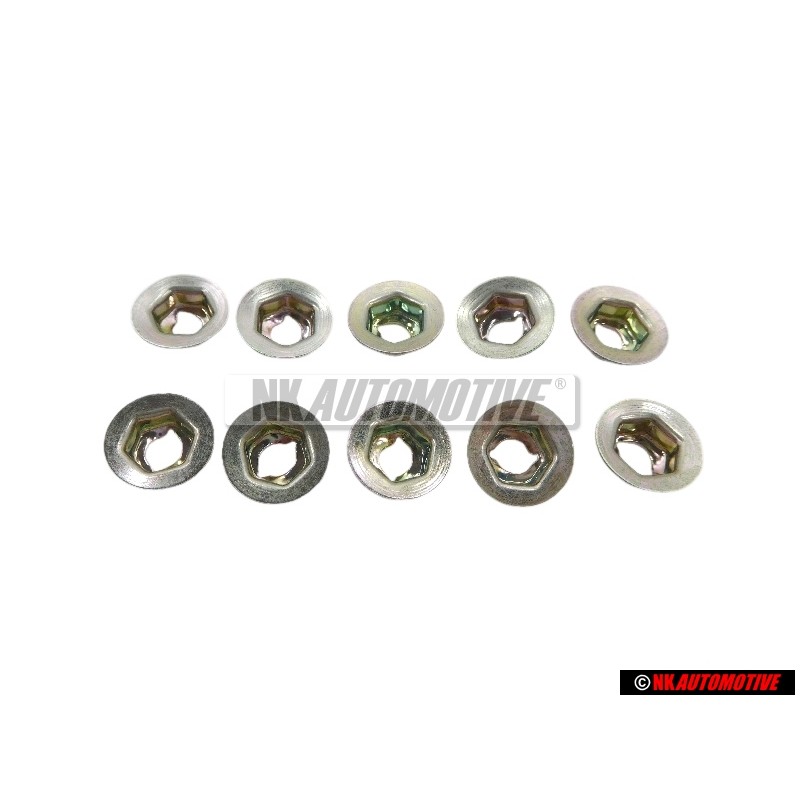 10x Original VW Rear Heat Shield Nut, Thread Cutting - N 0386011