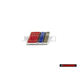 Original Audi S6 PLUS Steering Wheel Badge Emblem Chrome Red Blue - 4A0419685C