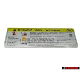 Original Audi Sign 'Caution' High Voltage, Turn Off Engine - 8K0010520F