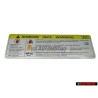Original Audi Sign 'Caution' High Voltage, Turn Off Engine - 8K0010520F