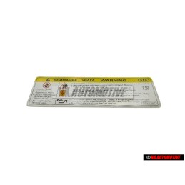 Original Audi Sign 'Caution' High Voltage, Turn Off Engine - 8K0010520F