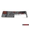 Original VW Sticker 'Attention' Change The Toothed Belt Every Km/M - 028010227E