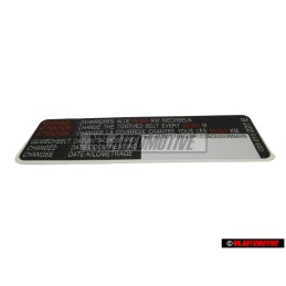 Original VW Sticker 'Attention' Change The Toothed Belt Every Km/M - 028010227E