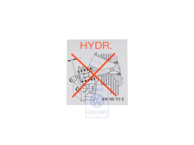 Original VW Sticker For Valve Clearance Deletion - 039100173E