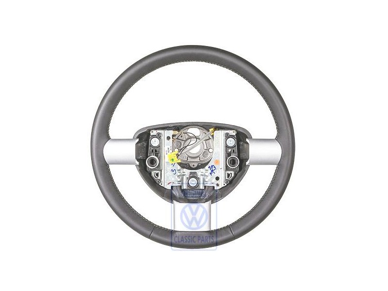Original VW Steering Wheel (Leather) Black/Cyber Green - 1C0419091BBNGA
