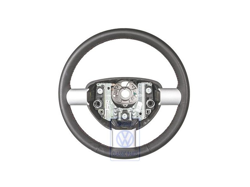 Original VW Steering Wheel (Leather) Black/Red - 1C0419091BTTBH