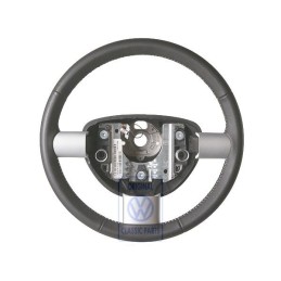 Original VW Steering Wheel (Leather) Black/White - 1C0419091DCYXX