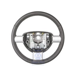 Original VW Steering Wheel (Leather) Black/White - 1C0419091DGYXX