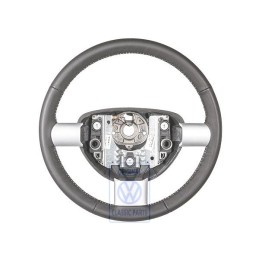 Original VW Steering Wheel (Leather) Black/White - 1C0419091DHYXX