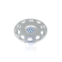 Original VW Hub Cap Bright Silver/Blue/White - 1C0601147E HRN
