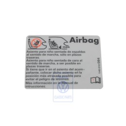 Original VW Sticker 'Airbag' When Using Child'S Seat - 1H0010084