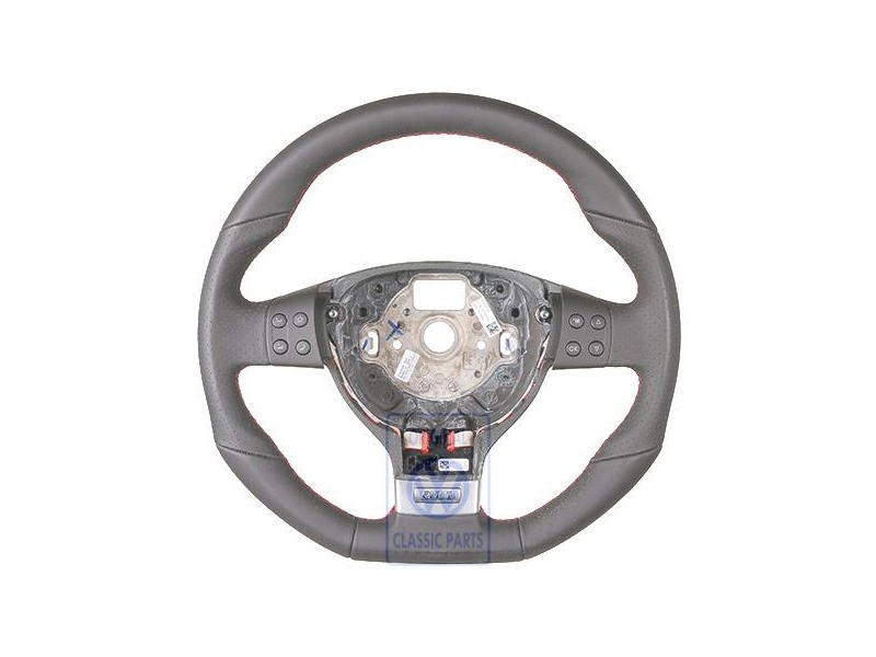 Original VW Mult.Steering Wheel (Leather) Schwarz/Flashrot - 1K0419091GNXDP