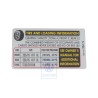 Original VW Data Plate For Tyre Pressure - 1Q0010386N